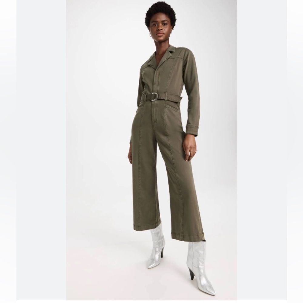 PAIGE Anessa Long Sleeve Jumpsuit in Vintage Brushed Olive NWT